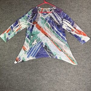 Jess & Jane Tunic Top‎ Art To Wear Abstract Size Medium Colorful